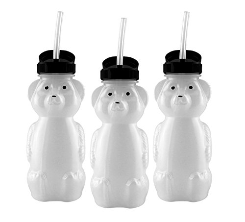 Product Cover Honey Bear Straw Cups (3-Pack); 8-Ounce Therapy Sippy Bottles w/Flexible Straws