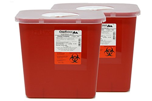 Product Cover 2 Gallon Size | Sharps and Biohazard Waste Disposal Container (Pack of 2) by Oakridge Products