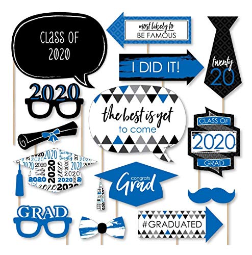 Product Cover Big Dot of Happiness Blue Grad - Best is Yet to Come - Royal Blue 2020 Graduation Party Photo Booth Props Kit - 20 Count