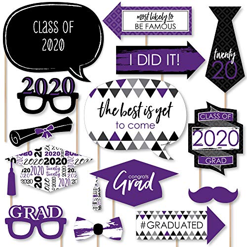 Product Cover Big Dot of Happiness Purple Grad - Best is Yet to Come - Purple 2020 Graduation Party Photo Booth Props Kit - 20 Count