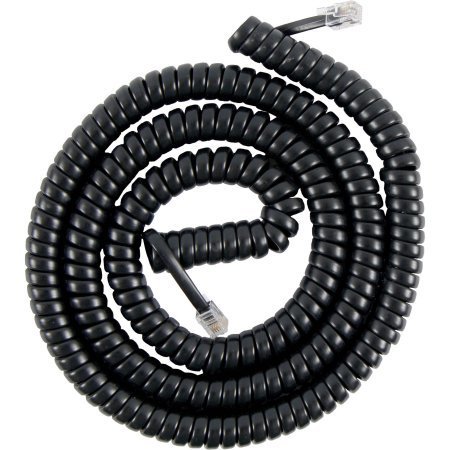 Product Cover 25' Feet Black Coiled Telephone Phone Handset Cable Cord by Bistras