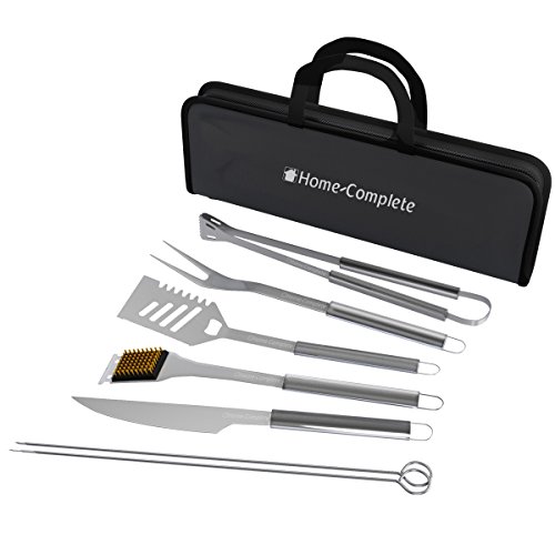 Product Cover Home-Complete BBQ Grill Tool Set- Stainless Steel Barbecue Grilling Accessories with 7 Utensils and Carrying Case, Includes Spatula, Tongs, Knife