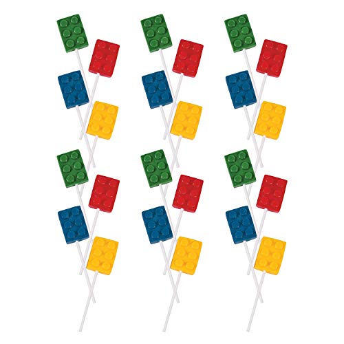 Product Cover Fun Express Color Brick Lollipop Suckers | Assorted Fruit Flavors | 24 Count | Great for Birthday Parties, Holiday Giveaways, Party Favors, School Treats