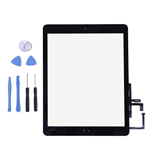 Product Cover Touch Screen Digitizer for 2017 iPad 9.7 - Front Glass Replacement with Home Button & Tool Repair Kit (A1822, A1823) - Black