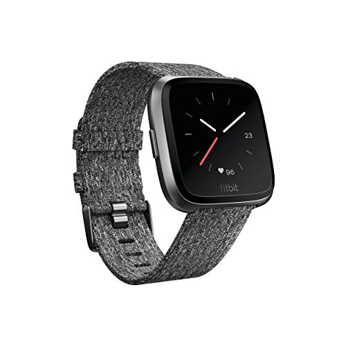 Product Cover Fitbit Versa Special Edition Smart Watch, Charcoal Woven, One Size (S & L Bands Included)