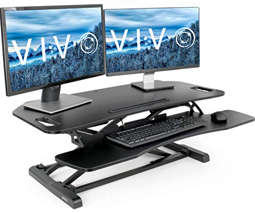 Product Cover VIVO Black Extra Wide Height Adjustable 38 inch Stand up Desk Converter | Sit Stand Tabletop Dual Monitor and Laptop Riser Workstation (DESK-V000KL)
