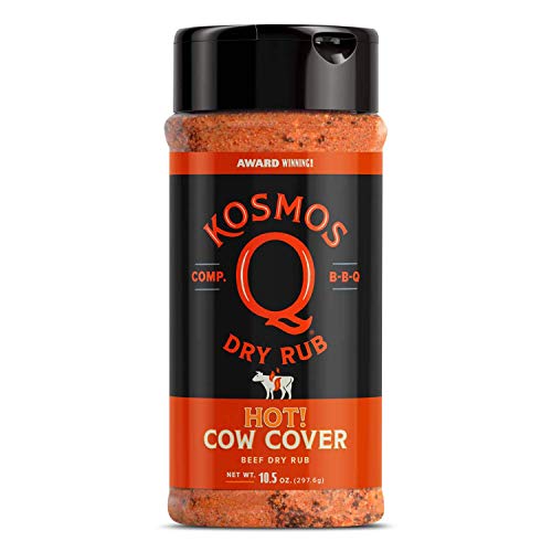 Product Cover Kosmos Q Cow Cover HOT BBQ Rub | Savory & Spicy Blend | Great on Brisket, Steak, Ribs & Burgers | Best Barbecue Rub | Meat Seasoning & Spice Dry Rub | 10.5 oz Shaker Bottle