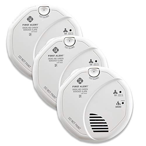 Product Cover First Alert BRK SC7010BV-3 Hardwired Talking Photoelectric Smoke and Carbon Monoxide (CO) Detector, 3 Pack