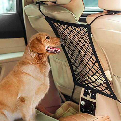 Product Cover AUTOWN Car Dog Barrier, Auto Seat Net Organizer, Universal Stretchy Car Seat Storage Mesh & Mesh Cargo Net Hook Pouch Holder, Disturbing Stopper from Children and Pets as Car Backseat Barrier Net