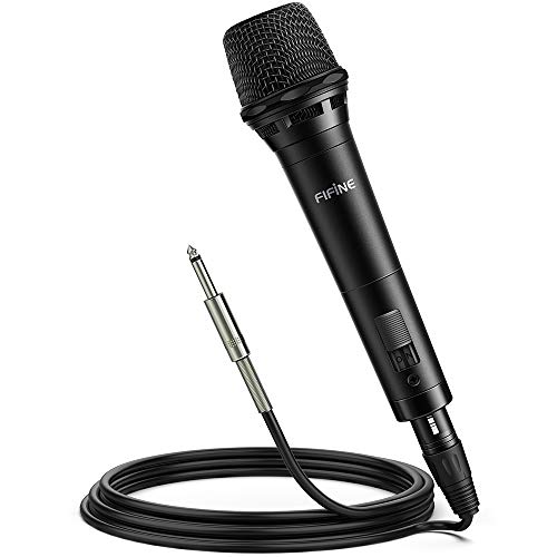 Product Cover Fifine Dynamic Vocal Microphone Cardioid Handheld Microphone with On and Off Switch for Karaoke, Live Vocal, Speech etc Includes 19ft XLR to Quarter Inch Cable-K8