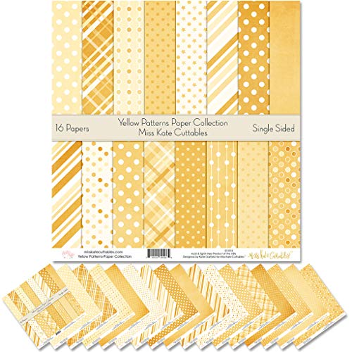 Product Cover Pattern Paper Pack - Yellow Patterns - Scrapbook Premium Specialty Paper Single-Sided 12
