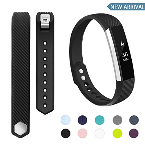 Product Cover POY Compatible Bands Replacement for Fitbit Alta Bands, Adjustable Wristband Sport Bands for Fitbit Alta/Fitbit Alta HR (Black, Large)