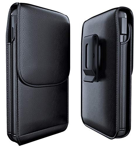 Product Cover Meilib Samsung Galaxy S10+ Plus S9 Plus S8 Plus Holster - Leather Cellphone Pouch Belt Holster Case with Credit Card Holder for Samsung S10+ Plus / S9+ Plus / S8+ Plus (Fits Phone w/Other Case On)
