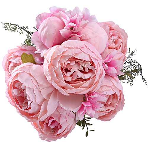 Product Cover StarLifey Artificial Silk Peony Bridal Wedding Bouquet Gifts for Mom Springs Flowers Bunches Wedding Home Decoration, Thanksgiving Day Gift(Spring Light Pink)