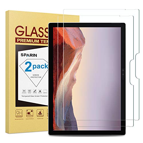 Product Cover [2 Pack] Screen Protector for Surface Pro 7/Surface Pro 6 / Surface Pro (5th Gen) / Surface Pro 4, SPARIN Tempered Glass Screen Protector with Surface Pen Compatible/Scratch Resistant