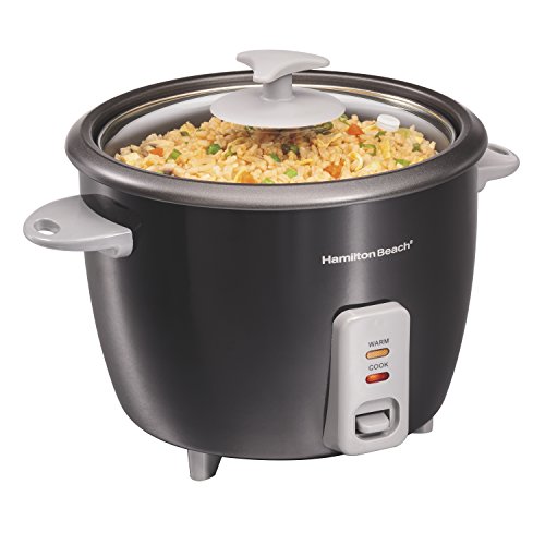 Product Cover Hamilton Beach Rice Cooker & Food Steamer, 16 Cups Cooked (8 Uncooked), With Steam & Rinse Basket, Black (37517)