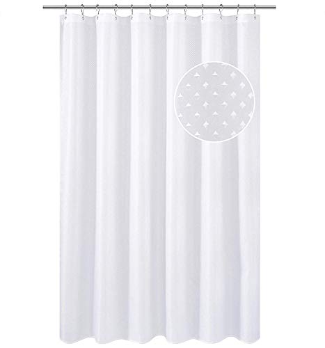 Product Cover N&Y HOME Hotel Fabric Shower Curtain Liner or Shower Curtain with 2 Bottom Magnets, Machine Washable, Diamond Patterned White, 71 x 72 inches for Bathroom