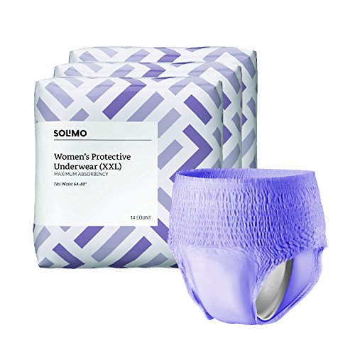Product Cover Amazon Brand - Solimo Incontinence Protective Underwear for Women, Maximum Absorbency, XX-Large, 42 Count (3 packs of 14)