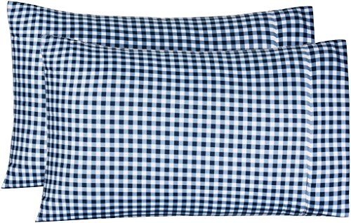 Product Cover AmazonBasics Light-Weight Microfiber Pillowcases - 2-Pack, King, Gingham Plaid
