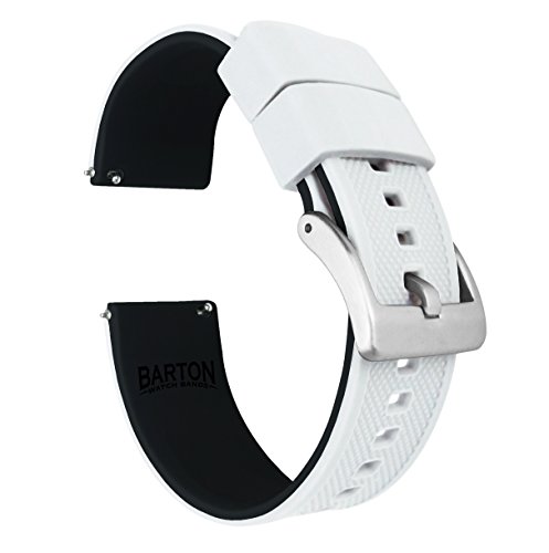 Product Cover 20mm White/Black - Barton Elite Silicone Watch Bands - Quick Release - Choose Strap Color & Width