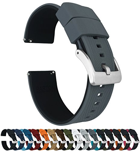 Product Cover 22mm Smoke Grey/Black - Barton Elite Silicone Watch Bands - Quick Release - Choose Strap Color & Width