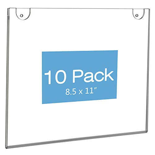 Product Cover NIUBEE 10Pack 8.5x11 Sign Holder Horizontal for Wall Door, Clear Acrylic Picture Frame for Paper with Free 3M Tape and Mounting Screws
