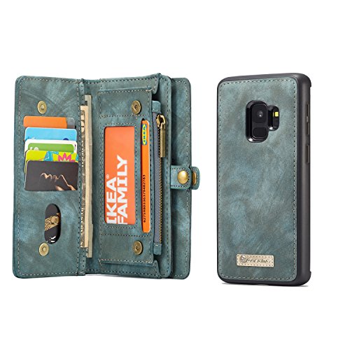 Product Cover MOONORN Samsung Galaxy S9 Plus Wallet Case - Detachable Leather Phone Wallet Magnetic Flip Case Shockproof Cell Phone Case with Credit Card Slots (Blue)
