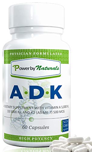 Product Cover PbyN - ADK Vitamin - Dr Formulated - Purest, High Potency Vitamin A 5000 iu D3 5000 iu K2 (as MK-7) 500mcg, Supplement for Strong Bone, Immune, and Heart Health, Non GMO,No Soy, 60 Veggie Capsules