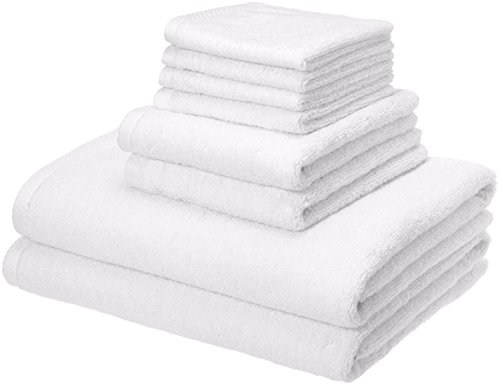 Product Cover AmazonBasics Quick-Dry Bathroom Towels, 100% Cotton, 8-Piece Set, White
