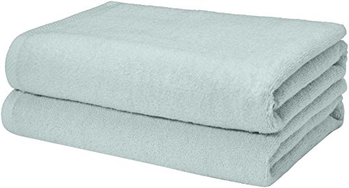 Product Cover AmazonBasics Quick-Dry Bath Towels, 100% Cotton, Set of 2, Ice Blue