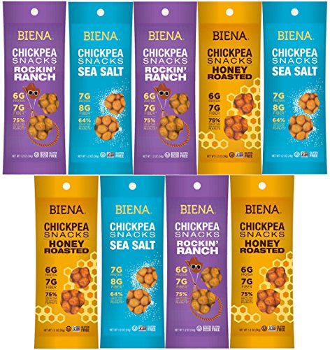 Product Cover Biena Chickpea Snacks, NON GMO, Gluten Free, Excellent Source of Fiber, Healthy Treats For Everyday, Variety Pack Sampler By Variety Fun (9 Count)