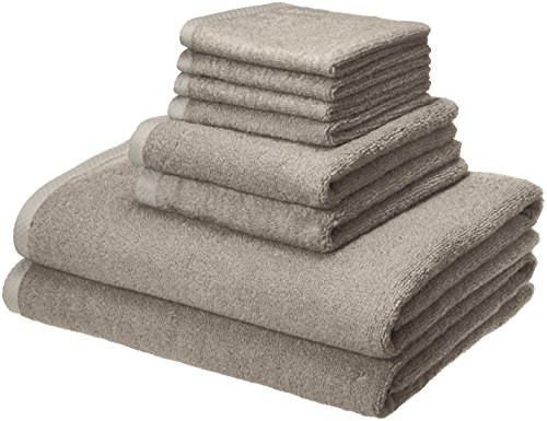 Product Cover AmazonBasics Quick-Dry Bathroom Towels, 100% Cotton, 8-Piece Set, Platinum