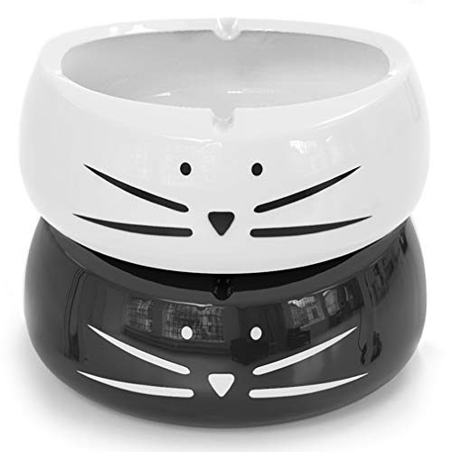Product Cover Koolkatkoo Cute Cat Ashtray Indoor or Outdoor Use Ceramic Ash Holder for Smokers Girls Women Decorative Ashtrays for Home Office Cat Lover Ash Tray Black and White