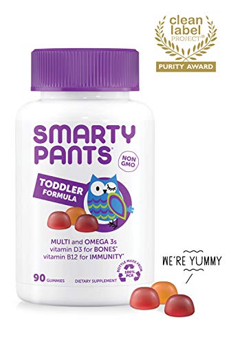 Product Cover SmartyPants Toddler Formula Daily Gummy Vitamins: Gluten Free, Multivitamin & Omega 3 Fish Oil (DHA/EPA), Methyl B12, Vitamin D3, Vitamin B6, 90 Count (30 Day Supply) - Packaging May Vary