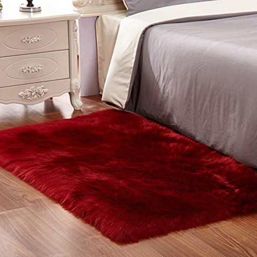 Product Cover Meng Ge Faux Sheepskin Area Rug Chair Cover Seat Pad Plain Shaggy Area Rugs For Bedroom Sofa Floor
