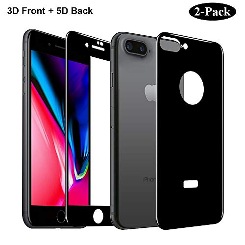 Product Cover GAHOGA iPhone 7 Plus 8 Plus Screen Protector Full Coverage Tempered Glass [Front and Back] Premium Glass [9H Hardness][Anti-Scratch][Case Friendly] for iPhone 8 Plus 7 Plus - Black
