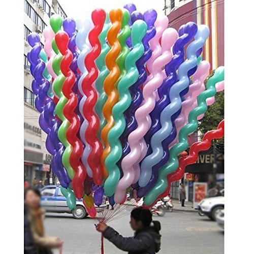 Product Cover FUNPRT 40 Inches Latex Spiral Balloons 100 Count Assorted Boys Girls Birthday Party Balloons