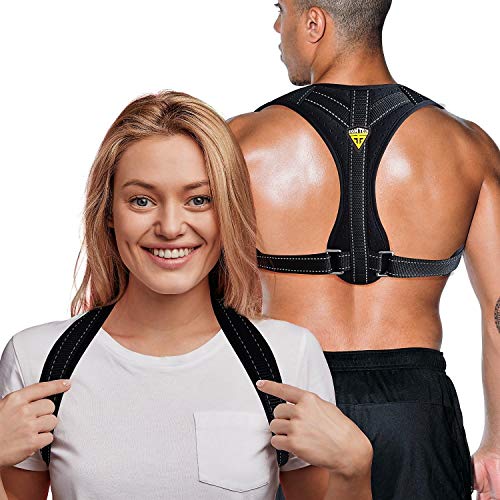 Product Cover Spine Corrector by FIGHTECH | Back Straightener and Clavicle Support | Adjustable Back Brace Posture Corrector for Women & Men | Available in 2 Sizes (L/XL)