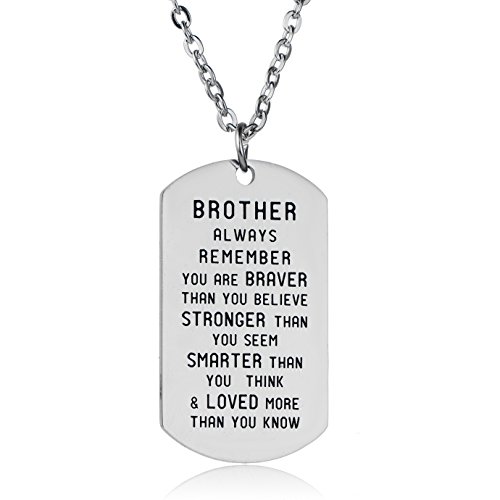 Product Cover Always Remember You are Braver Than You Believe Inspirational Necklace for Family Member (Brother)