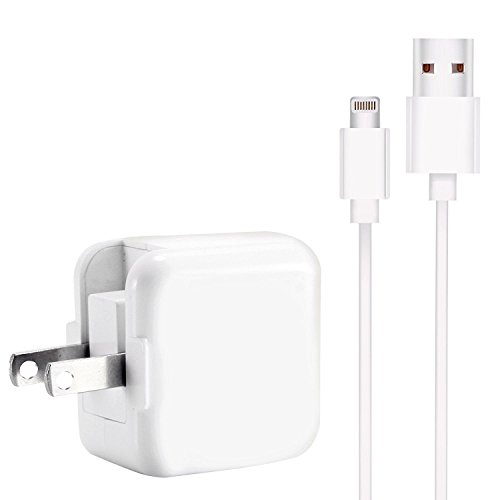 Product Cover iPad Charger 2.4A 12W USB Wall Charger Foldable Portable Travel Plug + 6FT Charging Cable, Compatible with iPhone X/8/8Plus/7/7Plus/6s/6sPlus/6/6Plus/SE/5s/5, Pad 4/Mini/Air/Pro, Pod