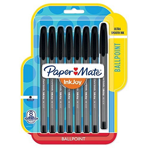 Product Cover Paper Mate InkJoy 100ST Ballpoint Stick Pens, Medium Point, Black Ink, Pack of 8