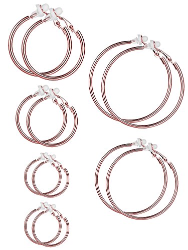 Product Cover 6 Pairs Earrings Clip On Earrings Non Piercing Earrings Set for Women and Girls, 6 Sizes (Rose Gold, 6 Pairs)