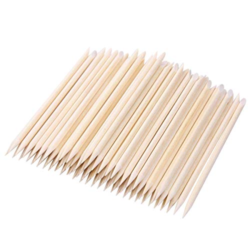 Product Cover BTYMS 200pcs Orange Wood Stick Cuticle Pusher Remover Nail Art Manicure Pedicure Tool, 4.5in