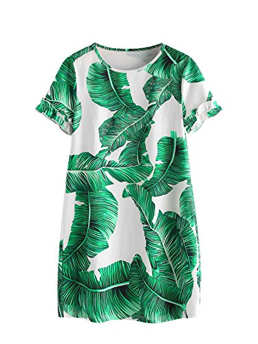 Product Cover Floerns Women's Palm Leaf Print Short Sleeve Summer Dress