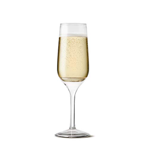 Product Cover TOSSWARE 6oz Stemmed Flute - recyclable champagne plastic cup - SET OF 12 - detachable stem, shatterproof and BPA-free flute glasses