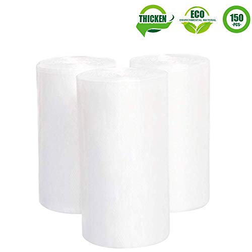 Product Cover 1.2 Gallon Clear Garbage Bags, Aijoso Small Trash Bags 4.5-Liter Durable Disposable Trash Wastebasket Bags Can Liners for Office, Home Waste Bin, Bathroom, Kitchen (Clear, 150 Counts/ 3 Rolls)