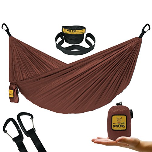 Product Cover Wise Owl Outfitters Ultralight Camping Hammock with Tree Straps - Feather Light Lightweight Compact Durable Ripstop Parachute Nylon Hammocks - Outdoor Travel Backpacking Hiking - Rust