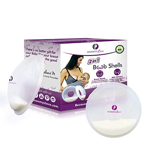 Product Cover Breast Shell & Milk Catcher for Breastfeeding Relief - (2 in 1) Protect Cracked, Sore, Engorged Nipples & Collect Breast Milk Leaks During The Day, While Nursing or Pumping (2 Pack)