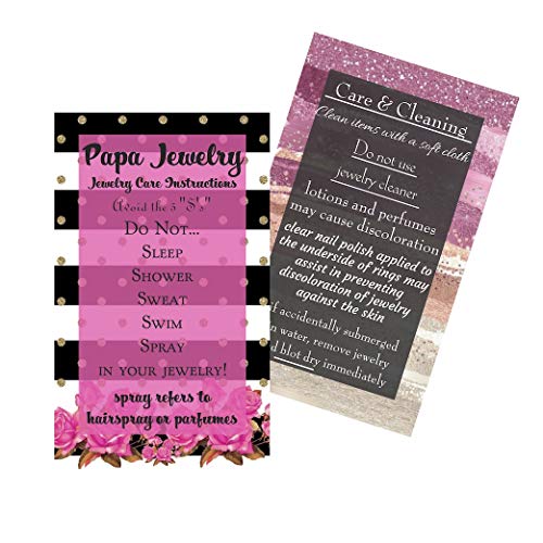 Product Cover Jewelry Cleaning and Care Instruction Cards | Pack of 50 | MLM | Business Cards 3.5 x 2