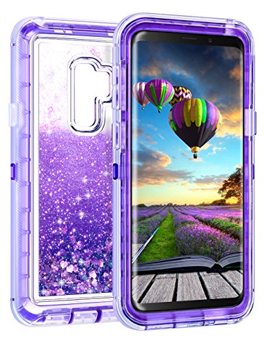 Product Cover Coolden Case for Galaxy S9 Plus Cases Protective Glitter Case for Women Girls Cute Bling Sparkle Heavy Duty Hard Shell Shockproof TPU Case for 6.2 Inches Samsung Galaxy S9 Plus, Purple